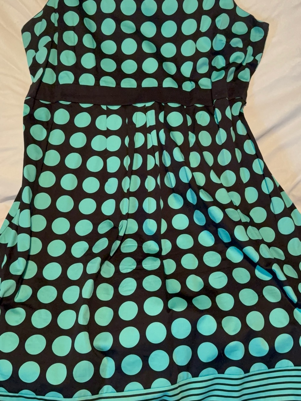 Black & Teal Polka Dot Fit-and-Flare Maternity Dress - Picture 5 of 5